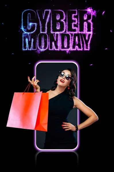 Black Friday Cyber Monday Sale Concept Design Larg Bannere Orizontale — Fotografie, imagine de stoc
