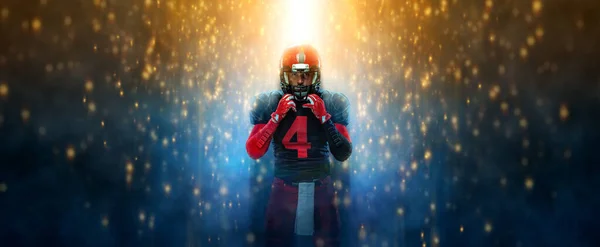 American Football Player Stadium Sport Wallpaper Copyspace Athlete Sportsman Gold — Stock Photo, Image