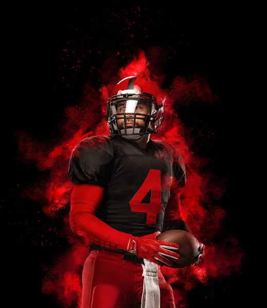 American football player banner. Template for a sports magazine on the theme of American football with copy space. Mockup for betting advertisement