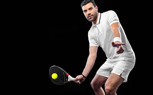 Padel Tennisspieler Mit Schläger Sportler Mit Schläger Auf Dem Court — Stockfoto