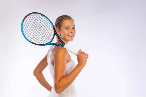 Тенісний Гравець Завантажити Фотографію Реклами Вашої Спортивної Тенісної Академії Дітей — стокове фото