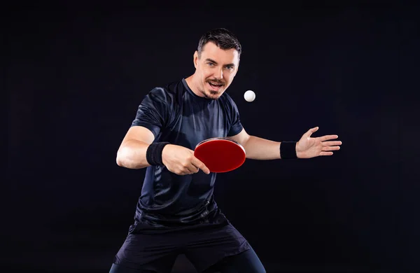 卓球選手 卓球ラケットのパッケージデザインのための卓球選手の写真をダウンロードしてください テニスボールボックスのテンプレートの画像 ピンポン — ストック写真