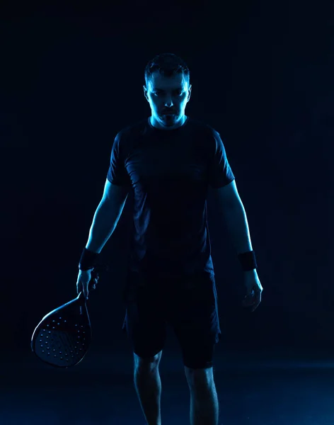 Joueur Tennis Padel Avec Raquette Homme Athlète Avec Raquette Sur — Photo