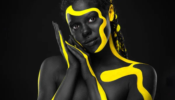 African black and yellow art of models face. Download high resolution picture for music cover