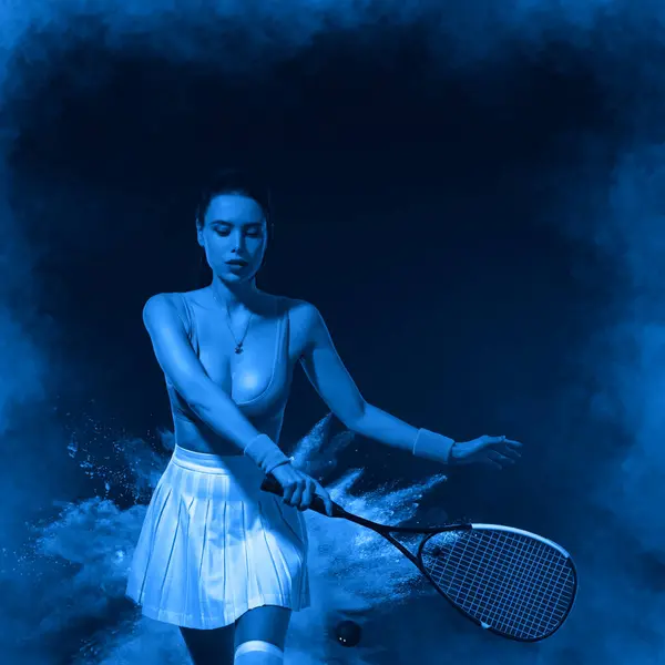 Squash Spelare Squash Domstol Med Racket Man Idrottsman Med Racket — Stockfoto