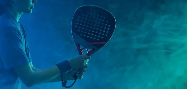 Padel Tennisspeler Met Racket Meisje Tiener Atleet Met Racket Het — Stockfoto