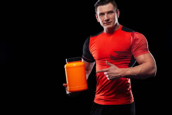 Athletic Shirtless Young Sport Man Fitnessmodell Med Skivstång Gym Stockfoto