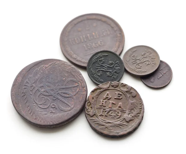 러시아 제국의 동전들은 바탕에 있었다 — 스톡 사진