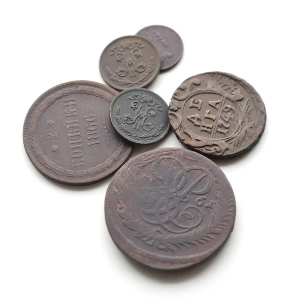 러시아 제국의 동전들은 바탕에 있었다 — 스톡 사진