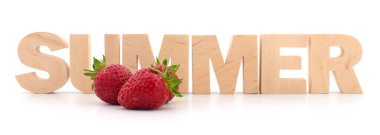 Beyaz arka planda çilekli 