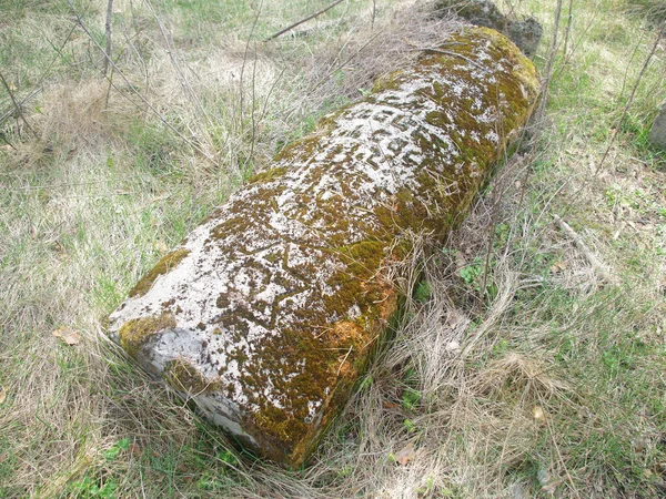 Каменное Надгробие Заброшенном Еврейском Кладбище — стоковое фото