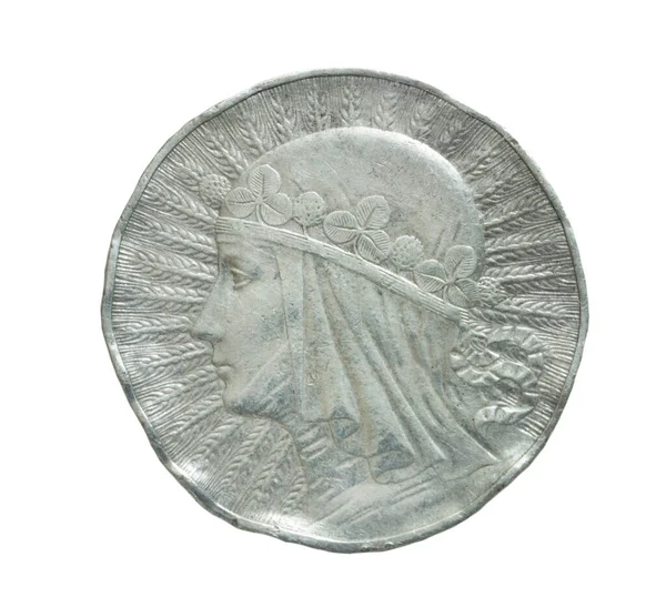 Moneda Plata Polaca Zloty 1933 Reina Jadwiga — Foto de Stock