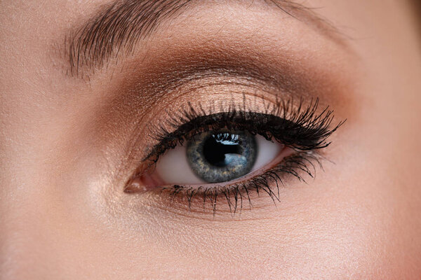 Woman eye with make-up close-up view
