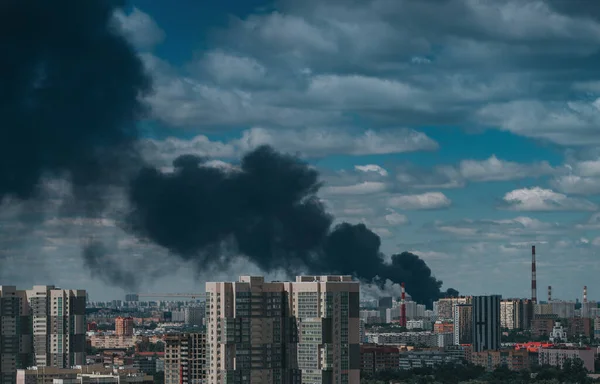 Fumo Sulla Città Incendio Mosca Russia — Foto Stock
