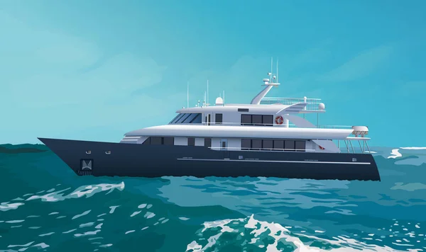 Yacht Mer Vue Journalière Été — Image vectorielle