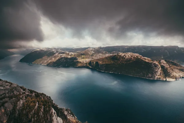 Лісефіорд Осінній Пейзаж Норвегія — стокове фото