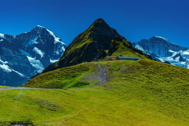 Mannlichen dağ geçidi, İsviçre Alpleri yazın