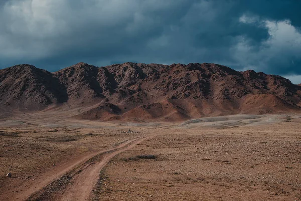 Montagnes Automne Kirghizistan Paysage Avec Perspective Routière — Photo