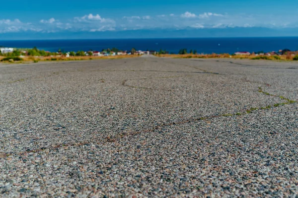 Empty Wide Paved Road Sea Background — Stock Photo, Image