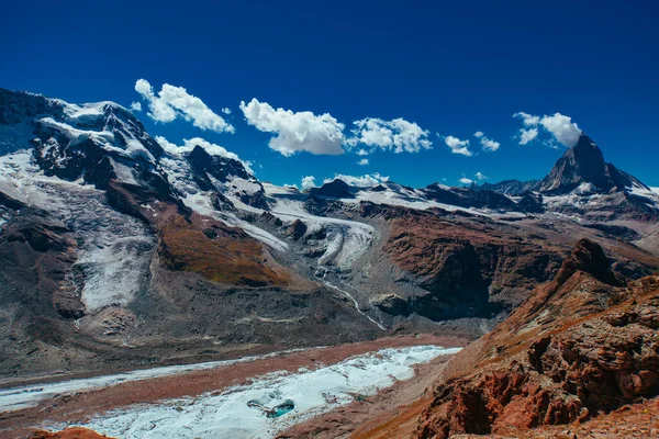 Altos Alpes Montañas Con Vista Panorámica Glaciar Con Montaña Matterhorn — Foto de Stock