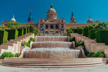 Barselona, İspanya - 19 Temmuz 2018: Montjuic Hill 'deki Ulusal Saray