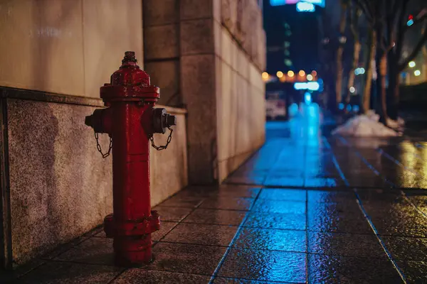 Feuerhydrant Auf Einer Straße Seoul Der Nacht Südkorea — Stockfoto