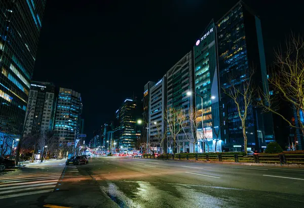 Seoul Corea Del Sud Febbraio 2024 Zona Urbana Con Grattacieli Foto Stock Royalty Free