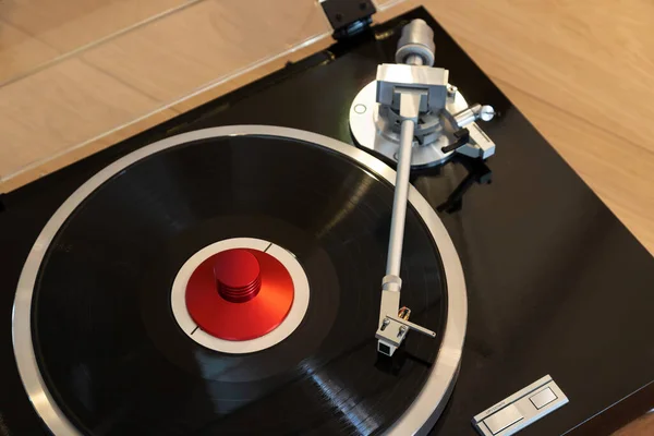 Vintage Stereo Turntable Vinyl Record Player Tonearm — Stock Photo, Image