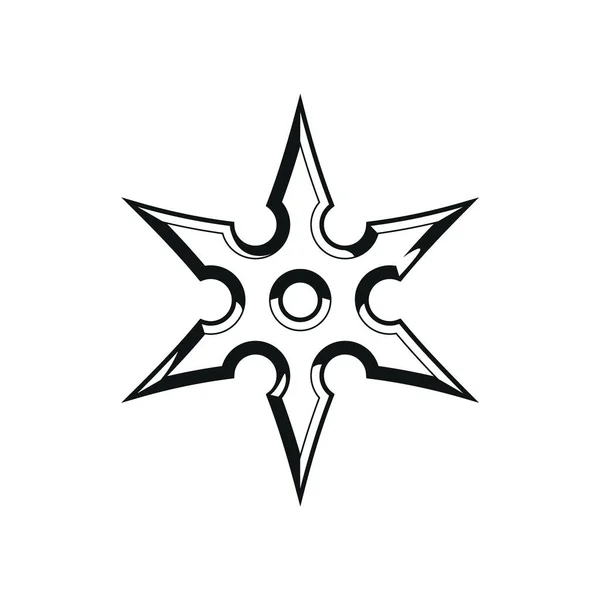 Векторный Шурикен Черное Белое Простая Икона Оружия Сюрикен Изолированная Белом — стоковый вектор