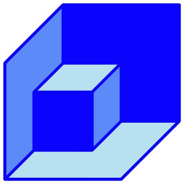 Vector image of a geometric figure cube inside a cube