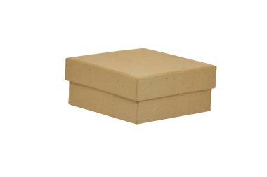 Image of a square cardboard box with a lid on a white background