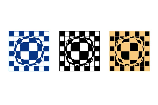 球状の凸面を持つ3つの正方形のベクトル画像 — ストックベクタ