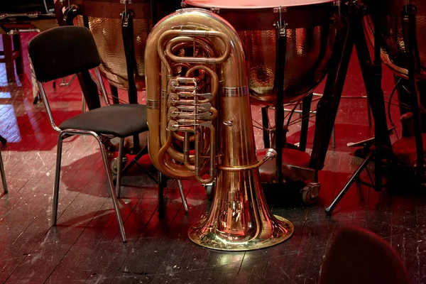 Imagen Instrumento Bronce Una Orquesta Sinfónica Tuba — Foto de Stock