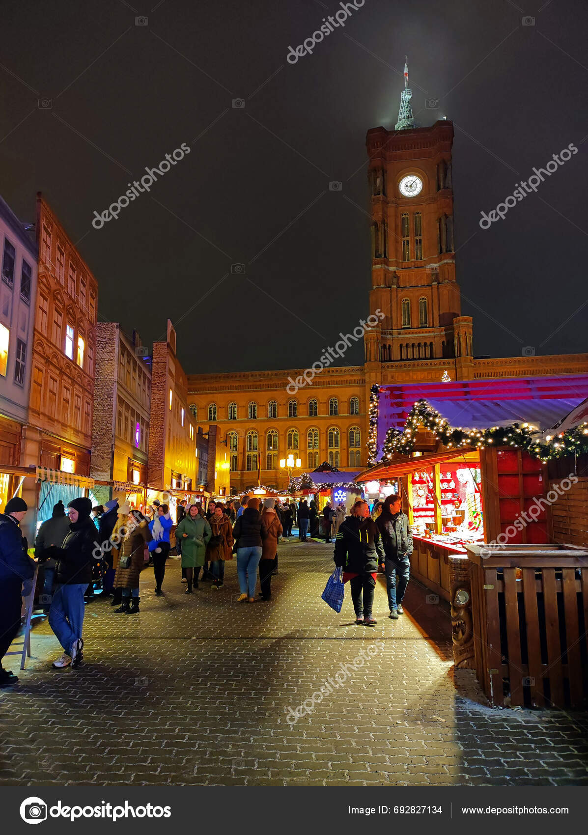 Berlin Germany December 2023 Christmas Market Berlin City Hall Alexanderplatz Stock Editorial