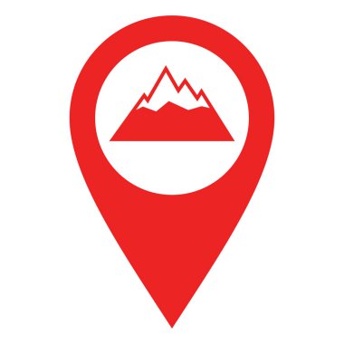 Dağlar ve konum rozeti vektör illüstrasyonu olarak