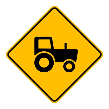 Vektör çizimi olarak traktör ve yol işareti