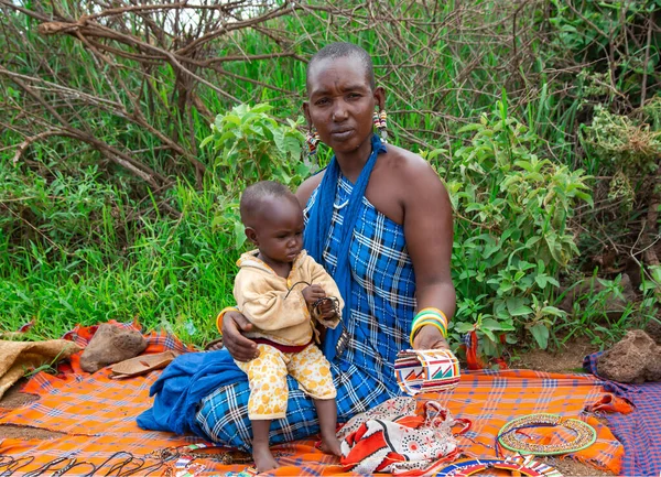 Afrique Kenya Mai 2016 Portrait Une Femme Tribu Maasai Mara — Photo