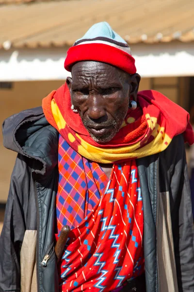 Afrika Kenia Mai 2016 Portrait Alter Afrikanischer Männer Dorf Der — Stockfoto