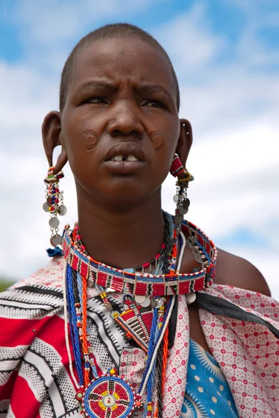 Afrika Kenia Mai 2016 Eine Frau Aus Dem Massai Stamm — Stockfoto