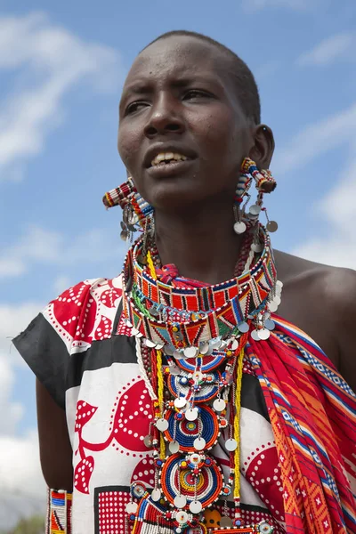 Africa Kenya Maggio 2016 Ritratto Nativo Della Tribù Maasai Donna — Foto Stock