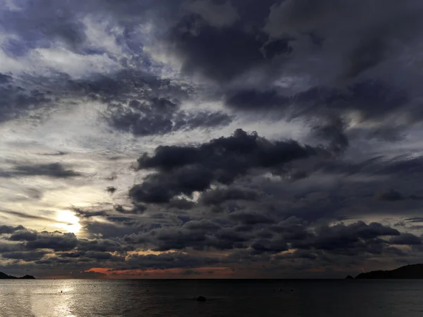 Dramatic Stormy Dark Cloudy Sky Evening Time Andaman Sea Phuket — Stock Photo, Image