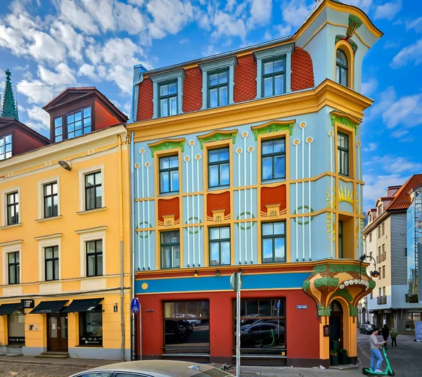 Lettonie Riga Mars 2023 Rénovation Colorée Maisons Gothiques Anciennes Riga — Photo