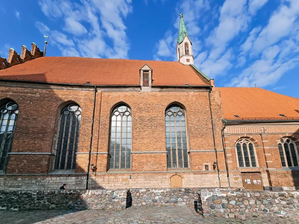 Johns Church Northern Gothic Style Red Brick Spire Recognizable Medieval — Φωτογραφία Αρχείου