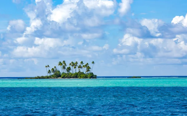 Красивый Необитаемый Райский Остров Голубой Лагуне Подветренной Группе Островов Общества — стоковое фото