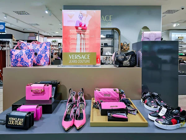 Latvia Riga April 2023 Versace Expensive Fashion Brand Display Stockmann — Stock Photo, Image