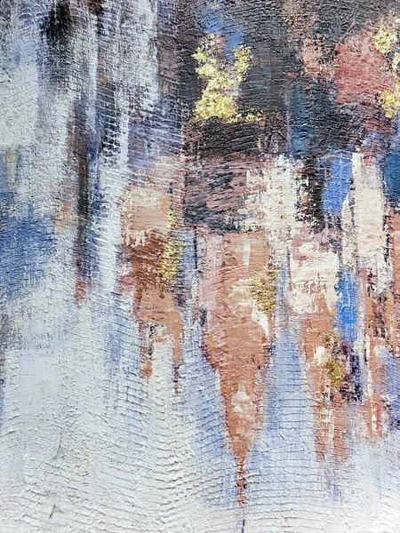 Fragment Abstract Oil Paintings Blue White Gold Colors Color Texture — Stok fotoğraf