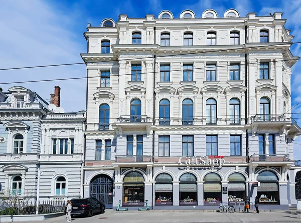Latvia Riga Maio 2023 Magnífica Construção Estilo Art Nouveau Jugendstil — Fotografia de Stock