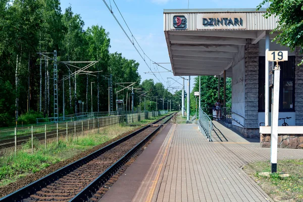 Latvia Jurmala June 2023 Dzintari Railroad Station Jurmala Latvia Railroad — Stock Photo, Image