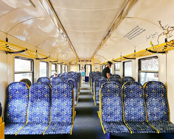 Latvia Jurmala June 2023 Soft Comfortable Chairs Suburban Train Plying — Stock Photo, Image