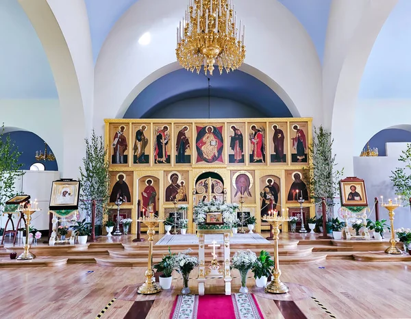 Latvia Jurmala Junho 2023 Altar Mor Interior Igreja Honra Kazan — Fotografia de Stock